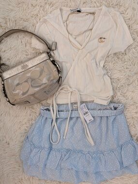 Brandy Melville Blue and White Skirt